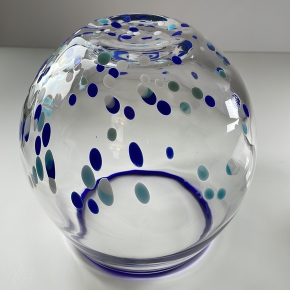 Blue & Clear Art Glass Fish Bowl with Bubble Glass Fish - Picture 11 of 16